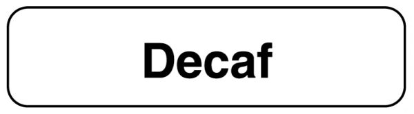 Medical Use Labels - DECAF, Beverage Labels, 1-1/4" x 5/16"