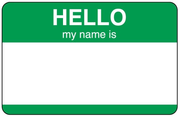 Medical Use Labels - VISITOR BADGE, HELLO - GREEN - 2-3/4X1-3/4