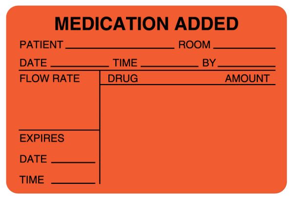 Medical Use Labels Iv Medication Added Label 3 X 2 — Grayline Medical 6624