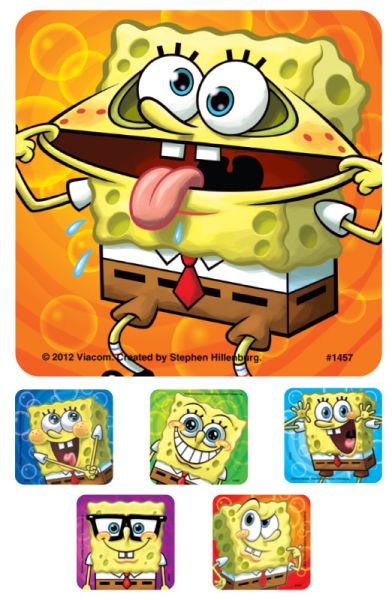 Medical Use Labels - Spongebob Closeup Faces, Kids' Sticker, 2-1/2" x 2-1/2"