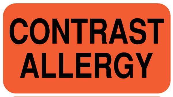 Medical Use Labels - Contrast Allergy,1-5/8" x 7/8"