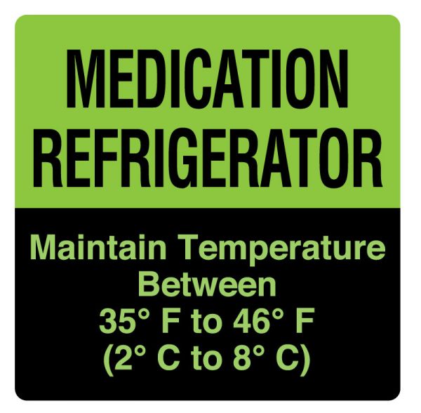 Medical Use Labels - MEDICATION REFRIGERATOR, 4-1/2" X 4-1/2"