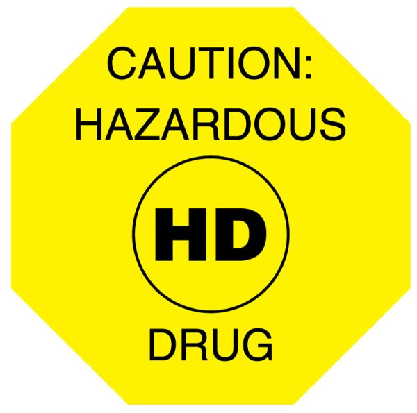 Medical Use Labels - HD HAZARDOUS DRUG CAUTION, 1-1/2" x 1-1/2"