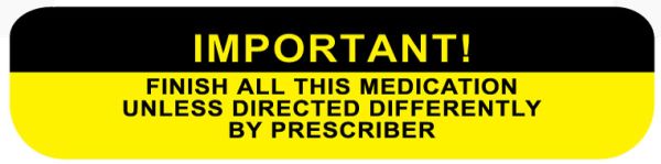 Medical Use Labels - FINISH ALL MEDICATION, Medication Instruction Label, 1-5/8" x 3/8"