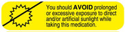 Medical Use Labels - AVOID SUNLIGHT, Medication Instruction Label, 1-5/8" x 3/8"