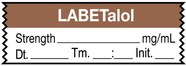 Medical Use Labels - Anesthesia Tape, Labetalol mg/mL, Date Time Initial, 1-1/2" x 1/2"