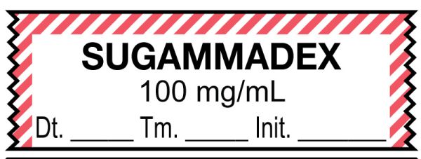 Medical Use Labels - Anesthesia Tape, SUGAMMADEX 100 mg/mL 1-1/2X1/2"