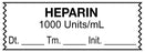 Medical Use Labels - Anesthesia Tape, HEPARIN 1000 Units/mL