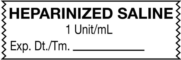 Medical Use Labels - Anesthesia Tape, Heparinized Saline 1 Unit/mL , 1-1/2" x 1/2"