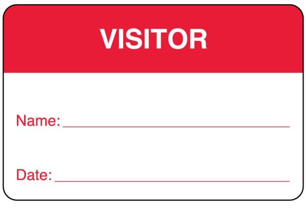 Medical Use Labels - VISITOR BADGE - RED - 2-3/4X1-3/4