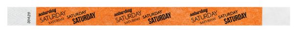 Medical Use Labels - SATURDAY Adult Tyvek Weekday Wristband, 10" x 3/4"