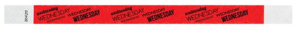 Medical Use Labels - WEDNESDAY Adult Tyvek Weekday Wristband, 10" x 3/4"