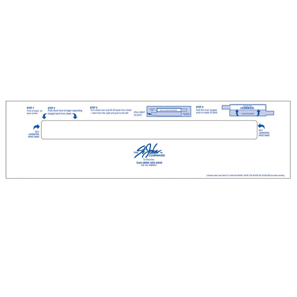 Conf-Id-Ent Laser Wristband Adhesive Closure 1000 Sheets/Case