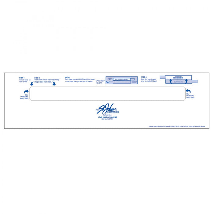 Conf-Id-Ent Laser Wristband Adhesive Closure 1000 Sheets/Case