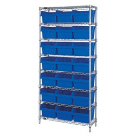 Quantum Storage Systems Store-Max Bins w / Chrome Shlf - SHLV, WR, BIN, SHF, STR-MAX, 18WX36LX74H, 49BN - WR8-803